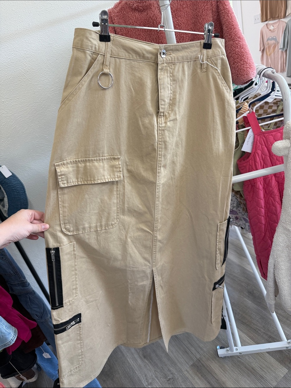 Trendy khaki Cargo Skirt